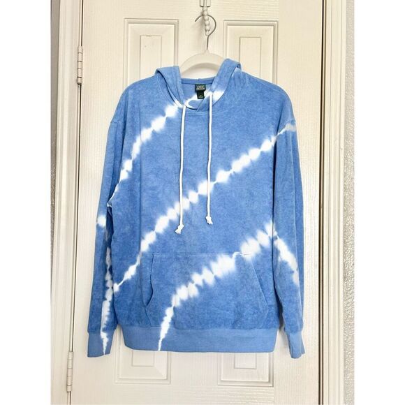 Women's Tie Dye French Terry Hooded Sweatshirt - Wild Fable - blue and white - x - Picture 2 of 9